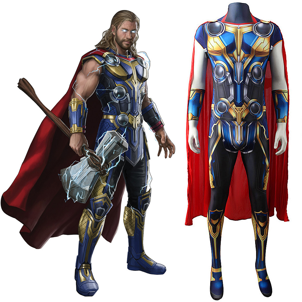 Thor Cosplay Costume Thor 4: Love and Thunder Jumpsuit Cape Takerlama