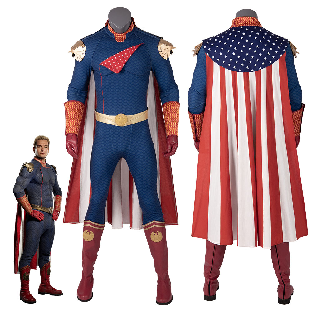 The Homelander John Costume The Boys Cosplay Jumpsuit Cloak Boots-Takerlama