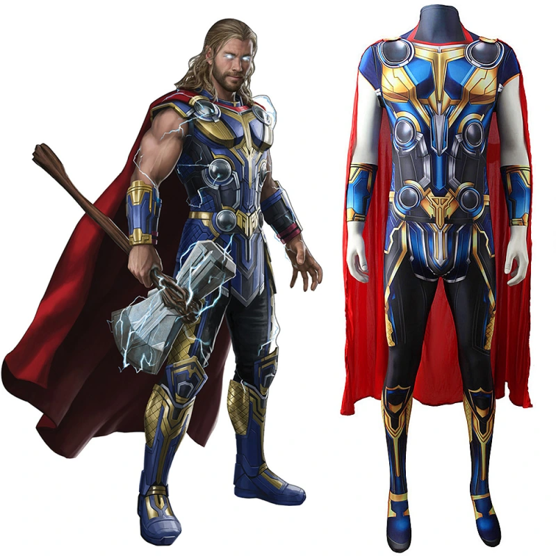 Thor Cosplay Costume Thor 4: Love and Thunder Jumpsuit Cape