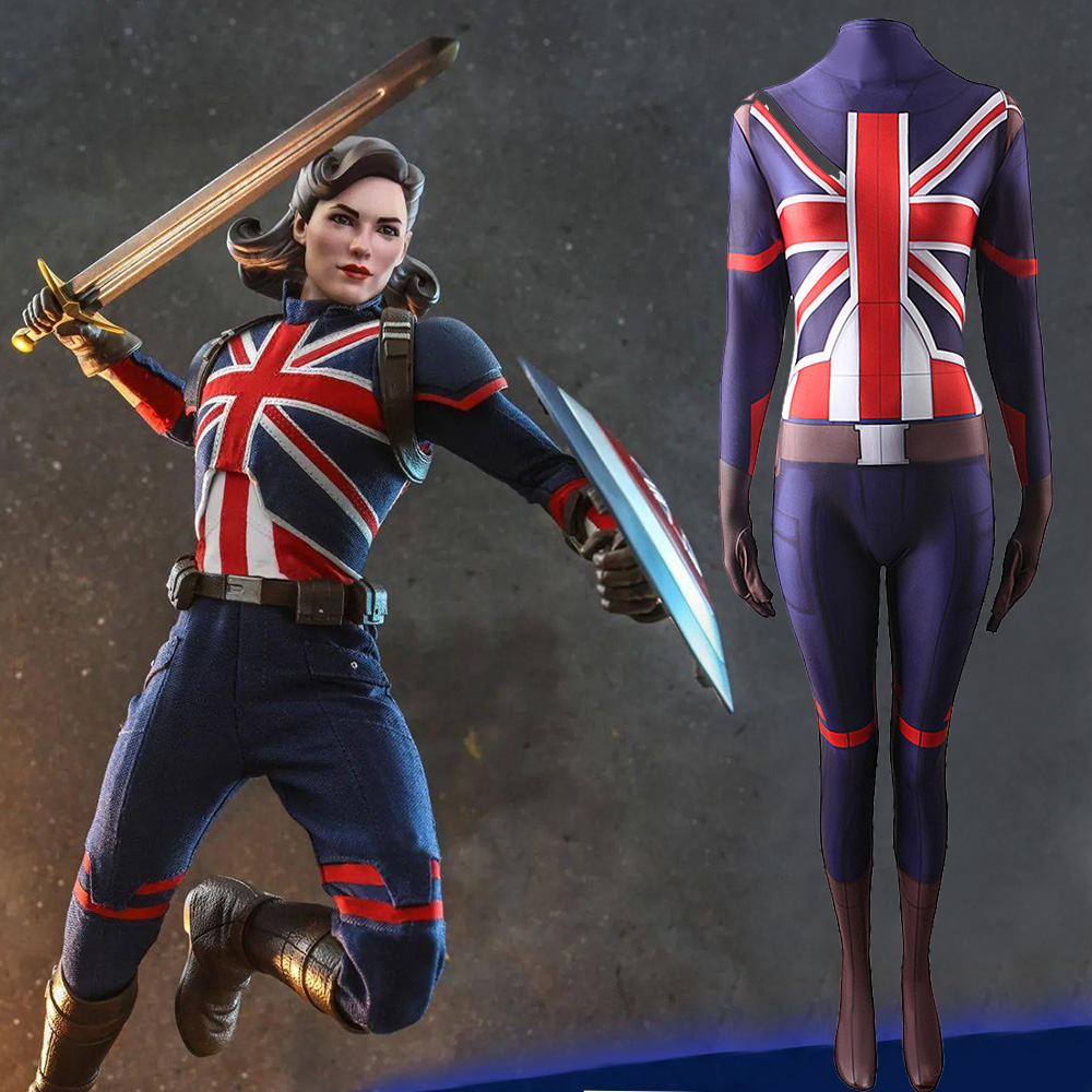 What If Peggy Carter Captain Britain Cosplay Costume Jumpsuit-Takerlama