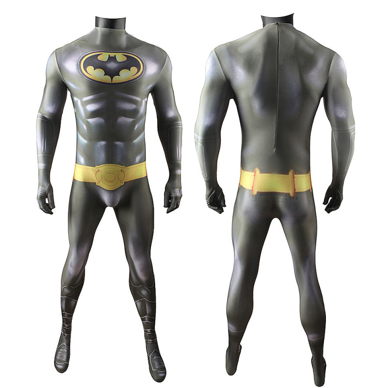 The Batman Cosplay Costume Michael Keaton Steel Superhero Grey Jumpsuit Cloak