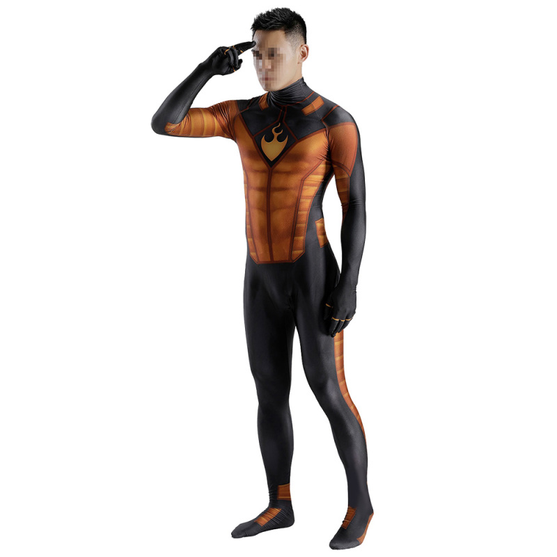 Human Torch Cosplay Costume Fantastic Four Johnny Storm Jumpsuit