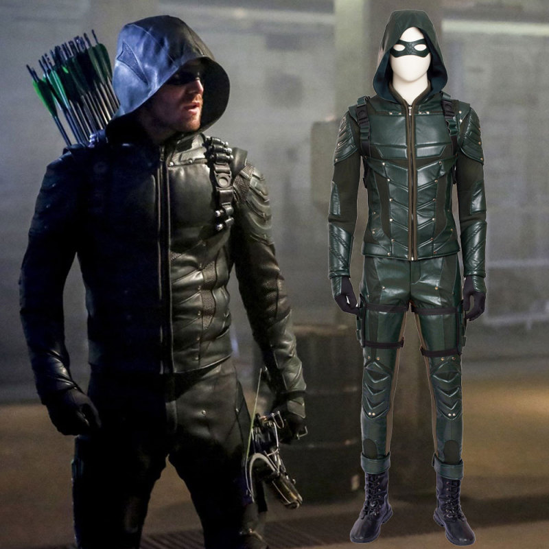 DC Comic Green Arrow Season 5 Oliver Queen Arrow Cosplay Costume With Boots Takerlama