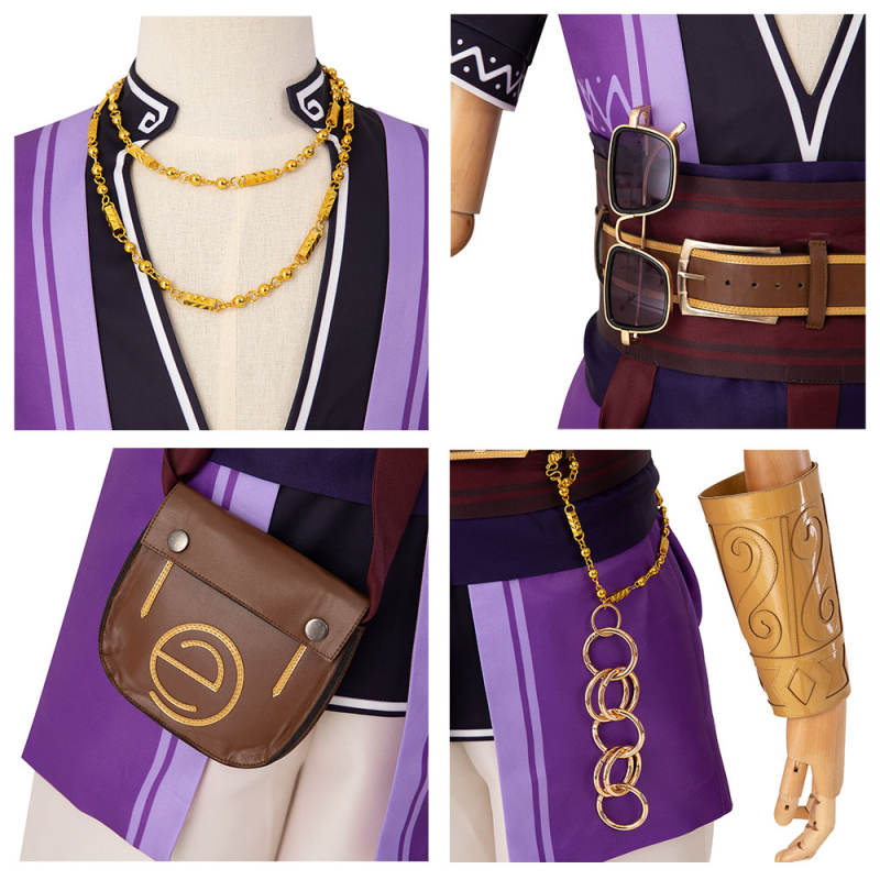 Game Genshin Impact NPC Liben Purple Cosplay Costume In Stock Takerlama