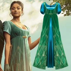 Kate Bridgerton Costume Bridgerton Season 2 Blue Green Cosplay Dress M XXL In Stock-Takerlama
