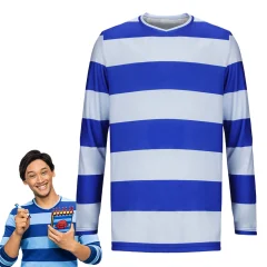 Josh Blue Striped Shirt Blue's Clues & You Cosplay Costume In Stock-Takerlama