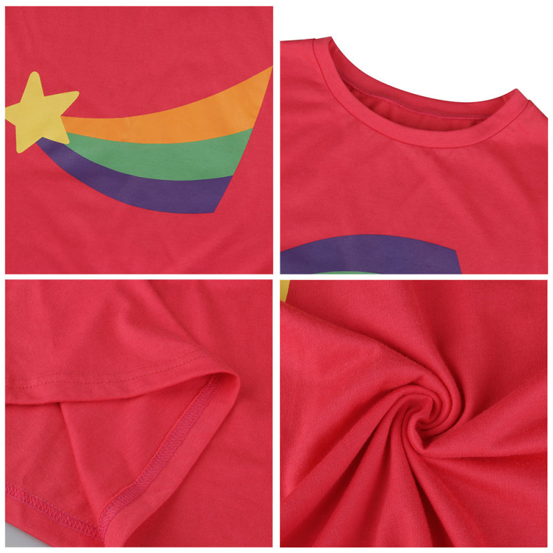 Mabel Pines Fitted T-Shirt Gravity Falls Shooting Star Pink Costume Adult