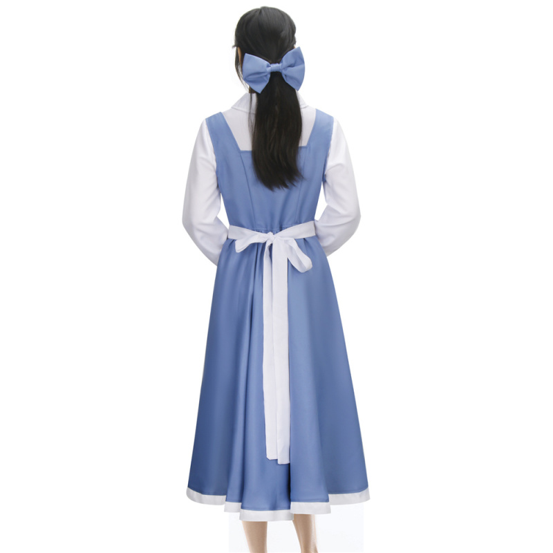 Beauty and Beast the Maid Gown Belle Apron Dress Outfit Cosplay Costume(In Stock)