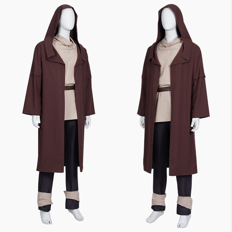 Obi-Wan Kenobi Star Wars Jedi Brown Robe Cosplay Costume Boots