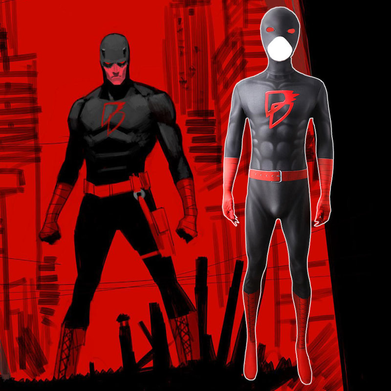 Daredevil Costume Matt Murdock Black Red Cosplay Jumpsuit