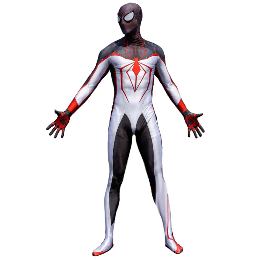 Marvel's Spider-Man Miles Morales Superhero Cosplay Costume White PS5 TRACK Suit Takerlama