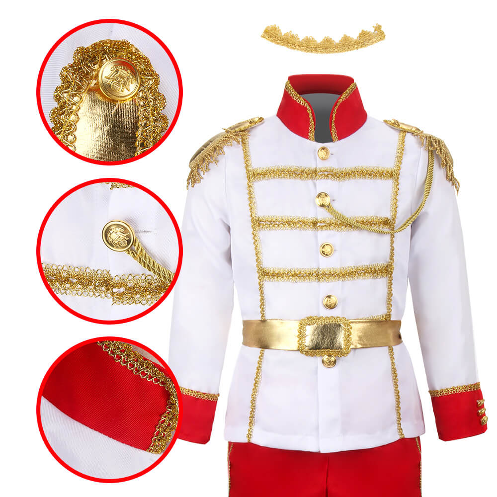 Kids Medieval Royal Prince Charming Costume Halloween Uniform Gift-Takerlama