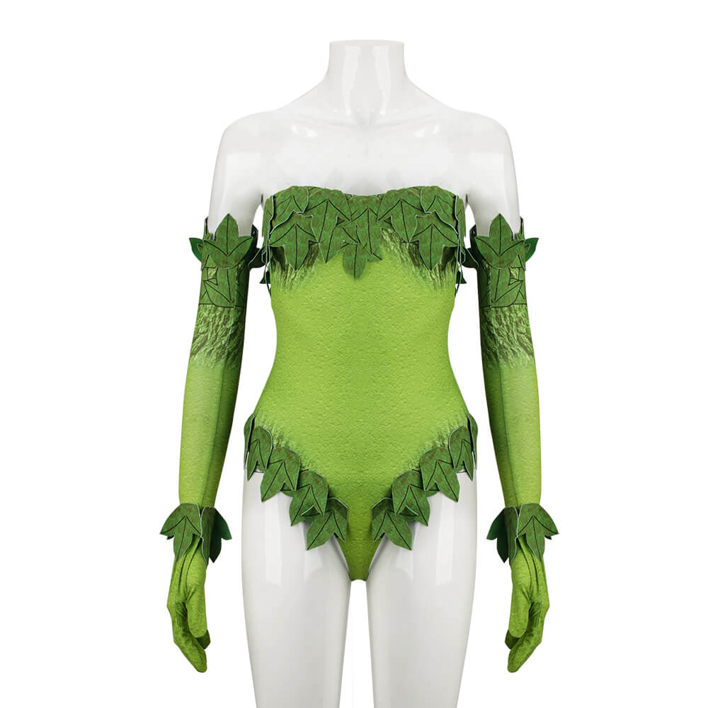 Poison Ivy Halloween Costume DC Villains Batman Cosplay Jumpsuit Gloves-Takerlama