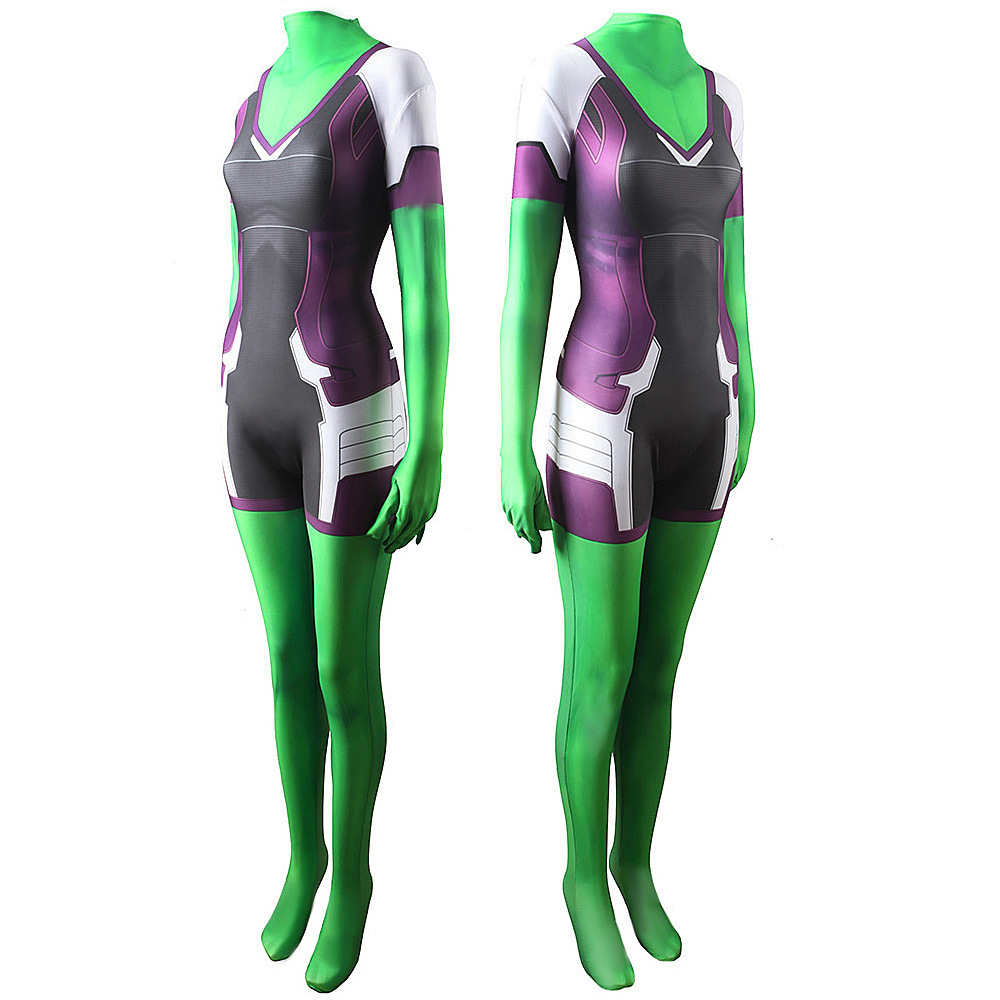 Marvel Savage She Hulk Jumpsuit Jennifer Susan Walters Green Black Cosplay Costume Takerlama