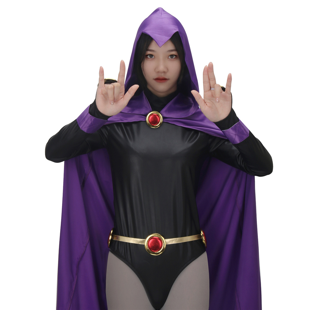 DC Teen Titans Raven Costume Women Halloween Superhero Cosplay Cloak Takerlama