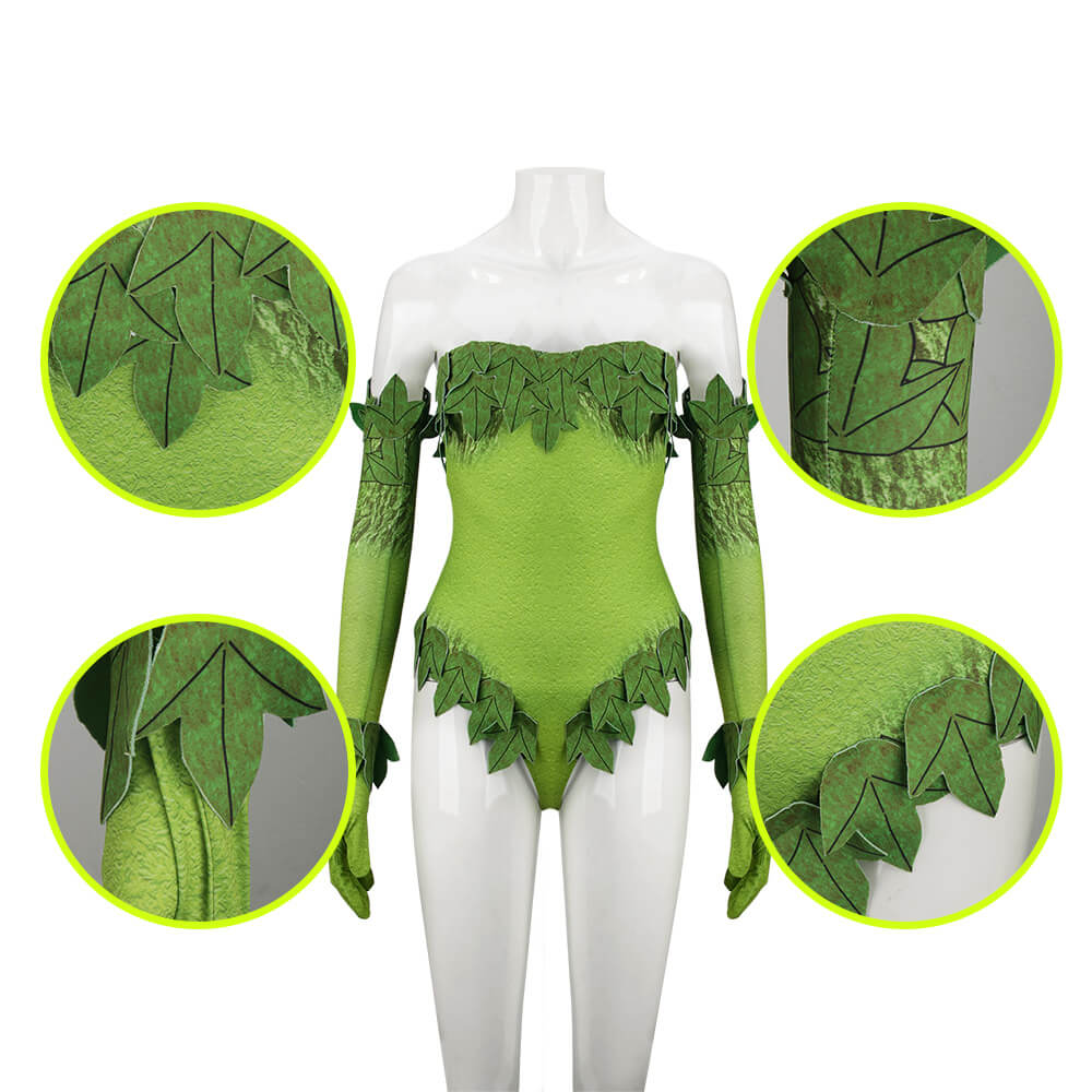 Poison Ivy Halloween Costume DC Villains Batman Cosplay Jumpsuit Gloves-Takerlama