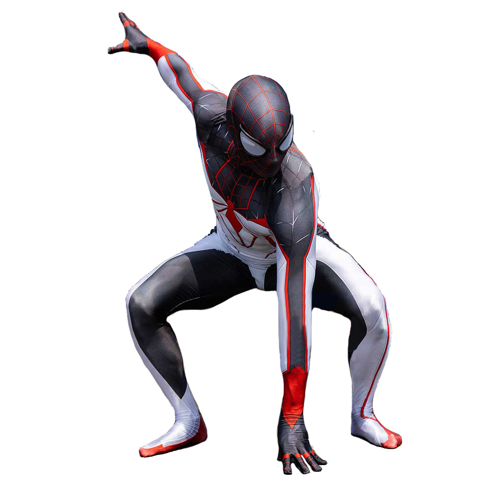 Marvel's Spider-Man Miles Morales Superhero Cosplay Costume White PS5 TRACK Suit Takerlama