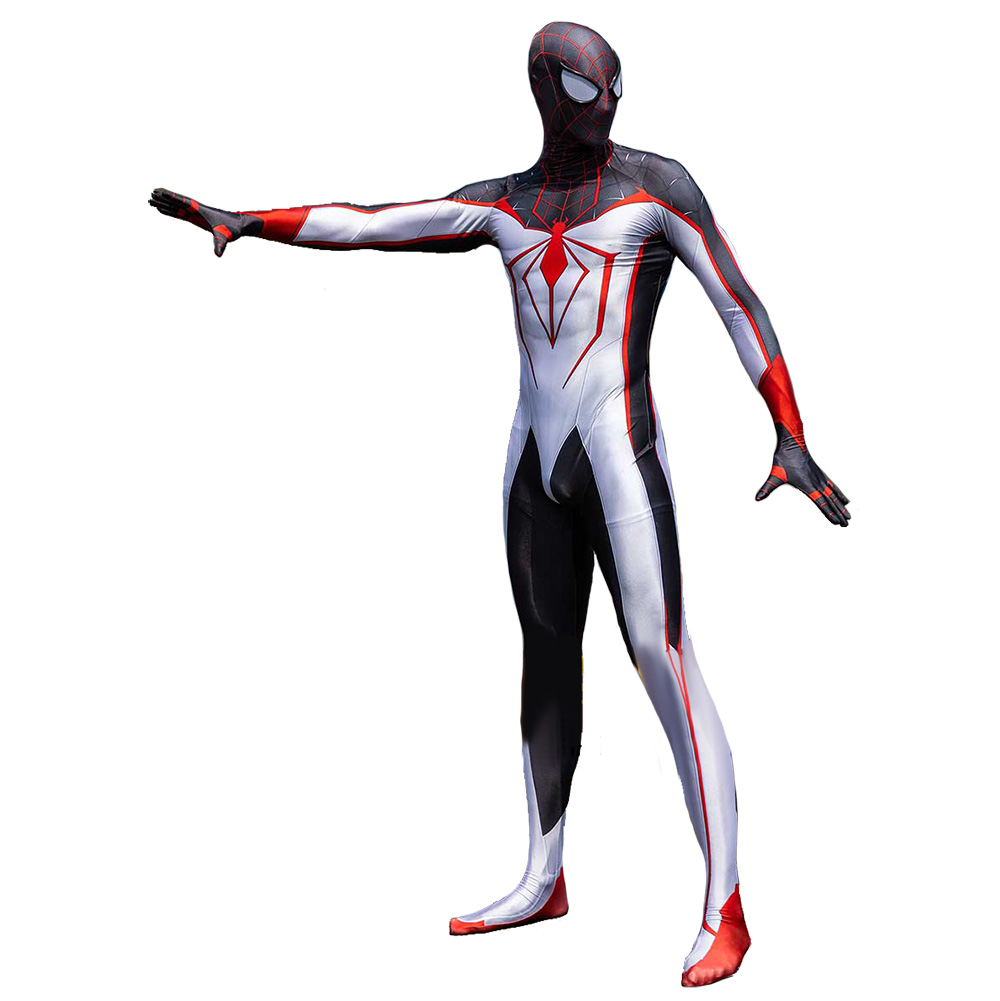 Marvel's Spider-Man Miles Morales Superhero Cosplay Costume White PS5 TRACK Suit Takerlama