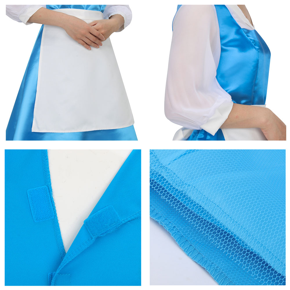 Beauty and Beast the Maid Gown Belle Apron Dress Outfit Cosplay Costume-Takerlama