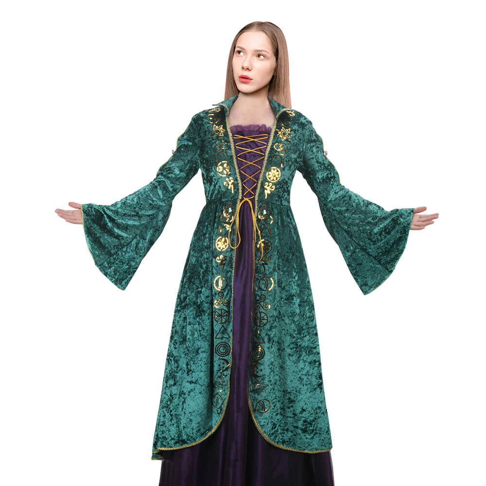 Hocus Pocus Halloween Costume Winifred Sanderson Cosplay Dress-Takerlama