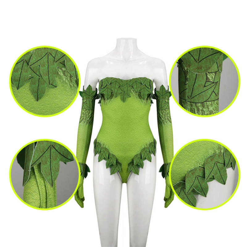 Poison Ivy Halloween Costume DC Villains Green Cosplay Jumpsuit Gloves (Ready To Ship)