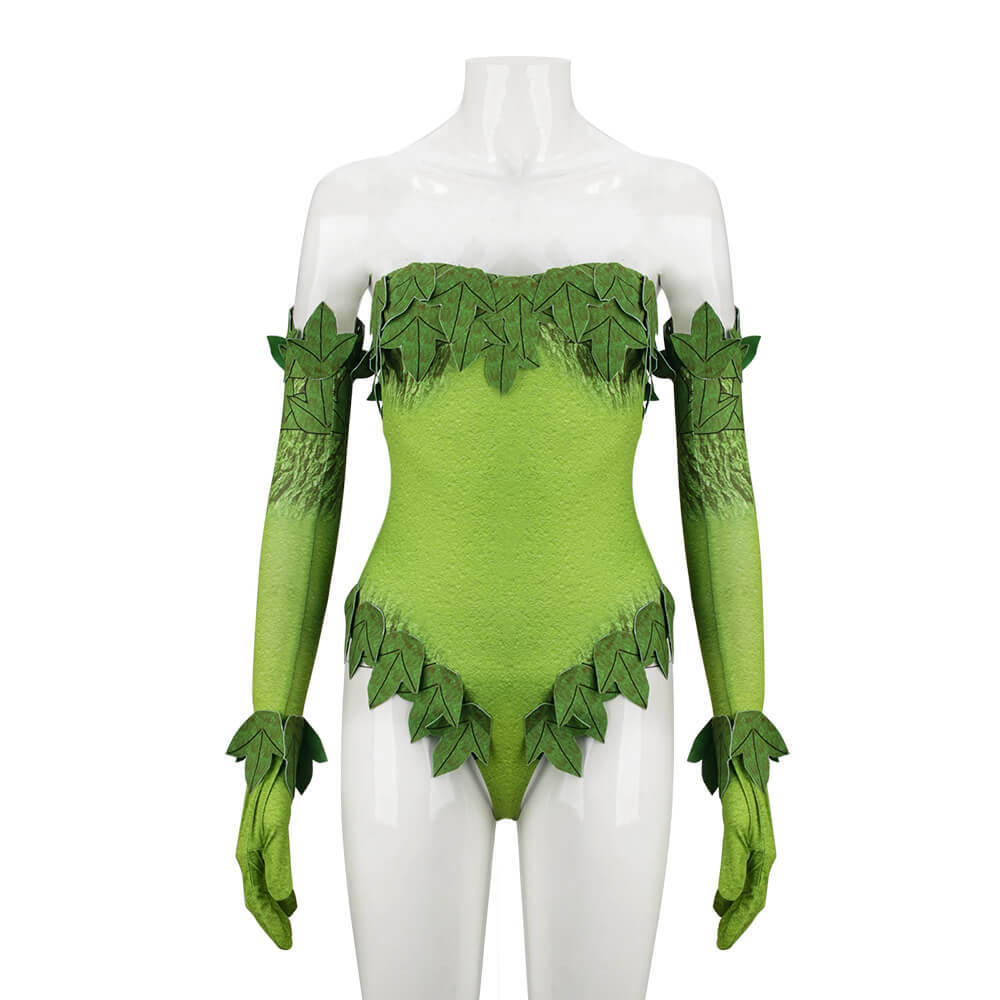 Poison Ivy Halloween Costume DC Villains Green Cosplay Jumpsuit Gloves (Ready To Ship)