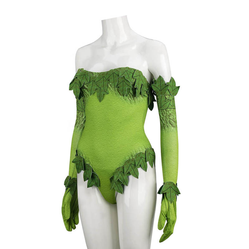 Poison Ivy Halloween Costume DC Villains Green Cosplay Jumpsuit Gloves (Ready To Ship)
