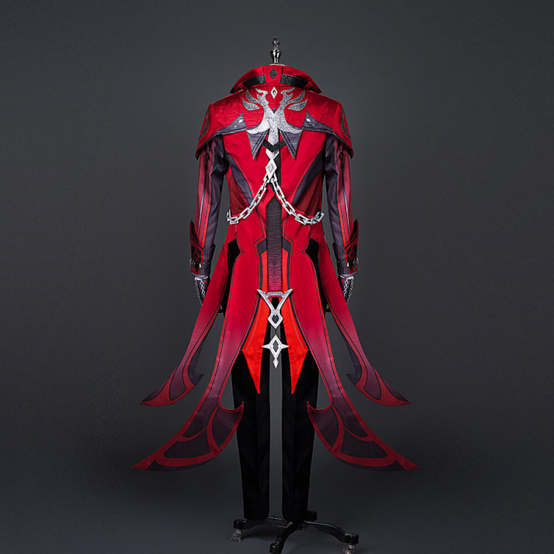 Genshin impact Diluc Cosplay Costume Red Dead of Night Outfits In Stock Takerlama