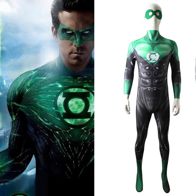 Green Lantern Costume DC Superhero Cosplay Jumpsuit Adult Kids