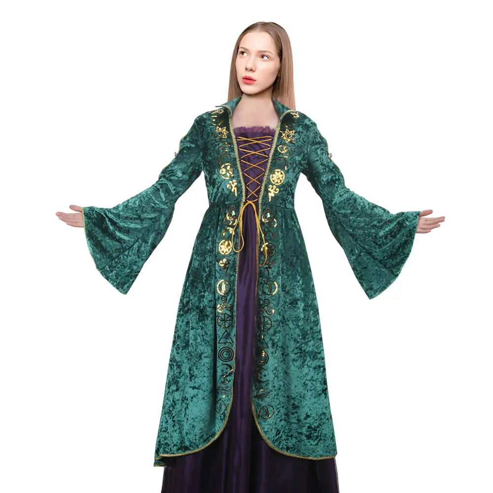Hocus Pocus Halloween Costume Winifred Sanderson Cosplay Dress-Takerlama