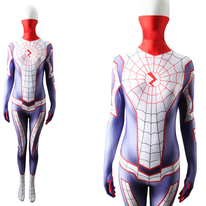 Cindy Moon Silk Cosplay Costume Spider Woman Jumpsuit for Adults Kids