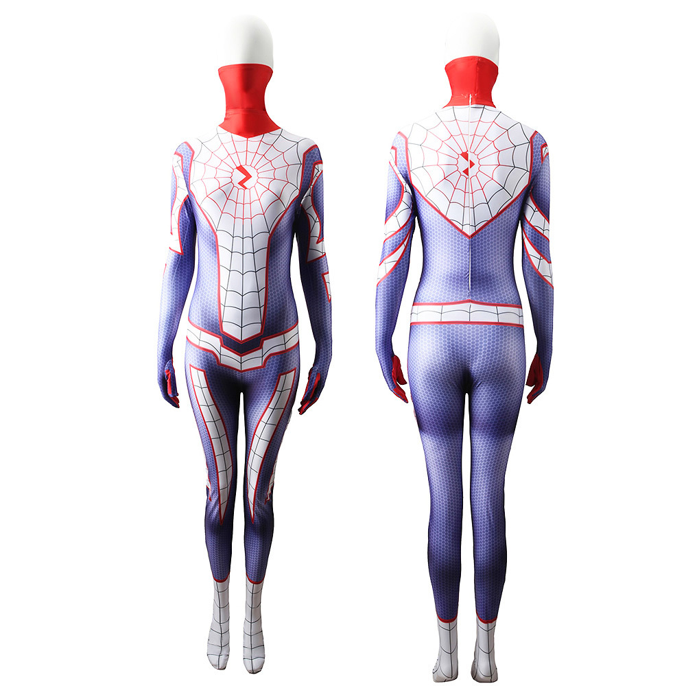 Cindy Moon Silk Cosplay Costume Spider Woman Jumpsuit for Adults Kids