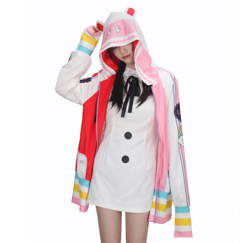 Uta Cosplay Costume One Piece Film Red Pink Halloween Coat Dress