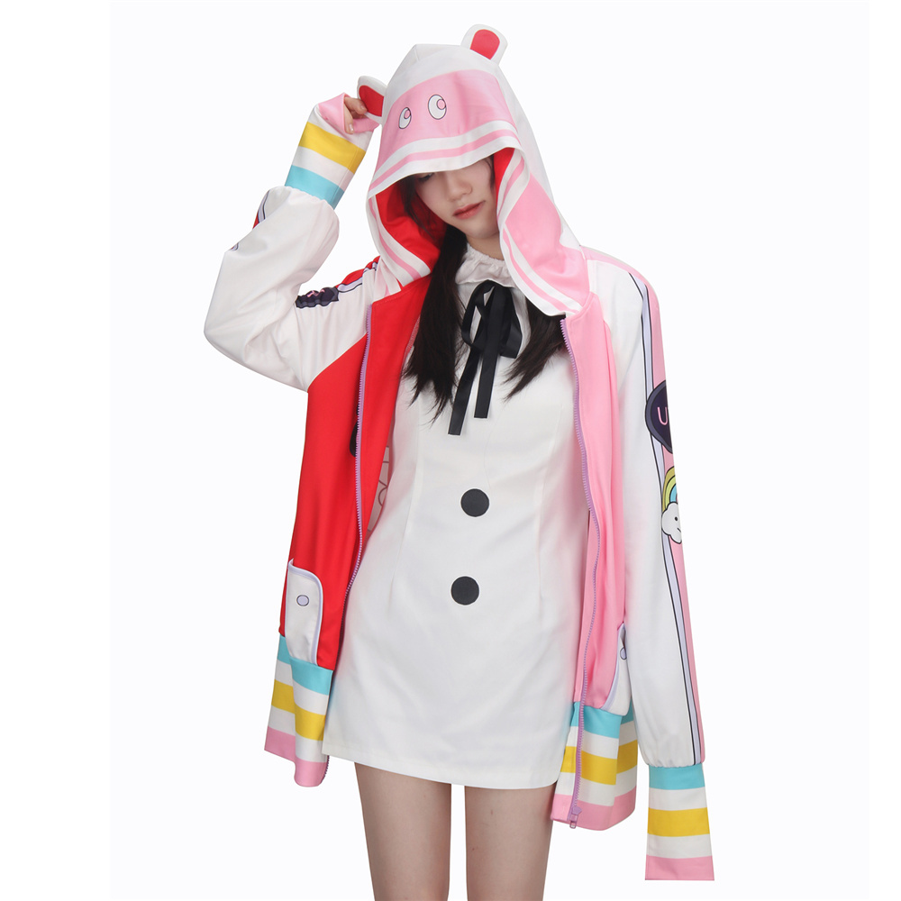 Uta Cosplay Costume One Piece Film Red Pink Halloween Coat Dress