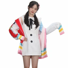 Uta Cosplay Costume One Piece Film Red Pink Halloween Coat Dress