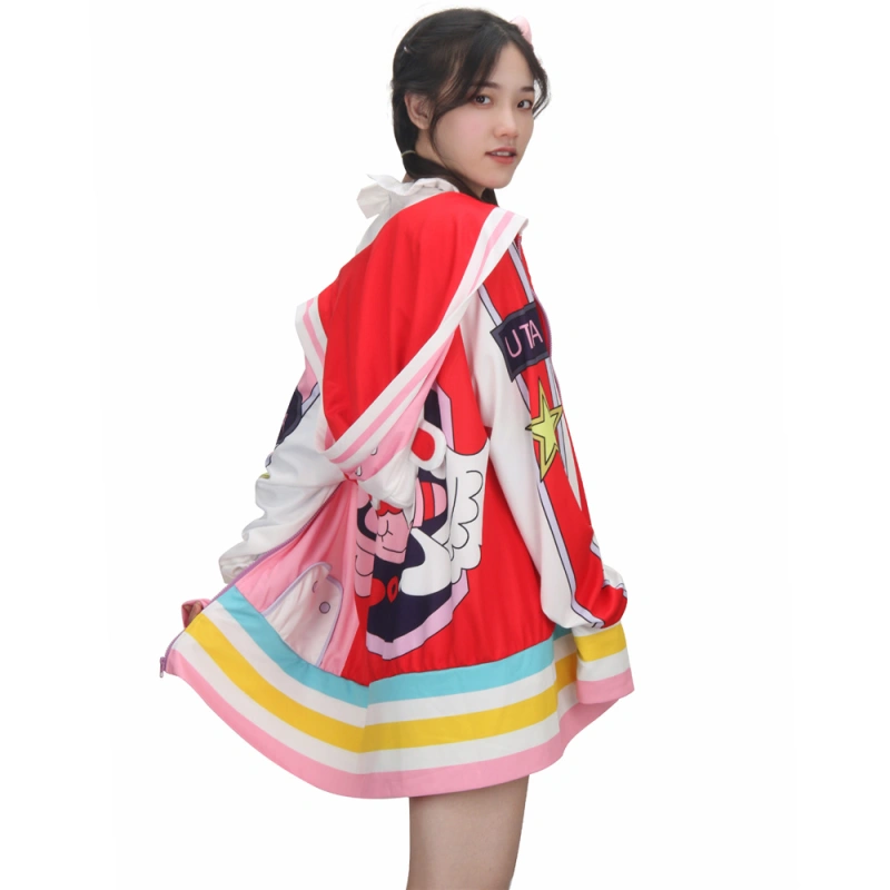 Uta Cosplay Costume One Piece Film Red Pink Halloween Coat Dress