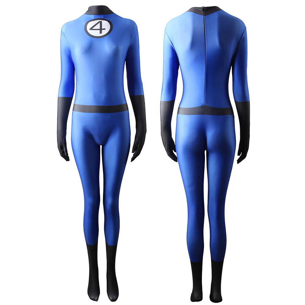 Fantastic Four Invisible Woman Halloween Costume Marvel Superheroe Sue Storm Cosplay Jumpsuit