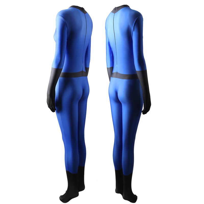 Fantastic Four Invisible Woman Halloween Costume Marvel Superheroe Sue Storm Cosplay Jumpsuit