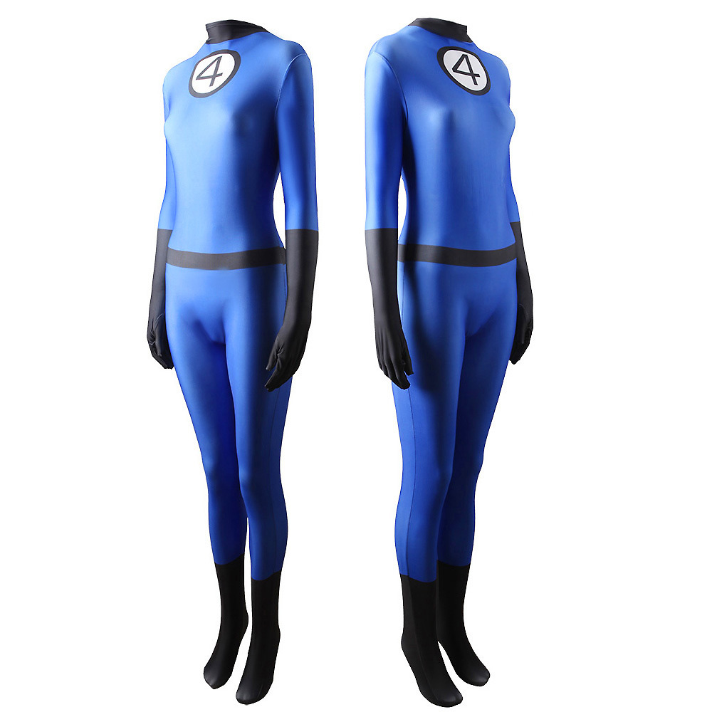 Fantastic Four Invisible Woman Halloween Costume Marvel Superheroe Sue Storm Cosplay Jumpsuit