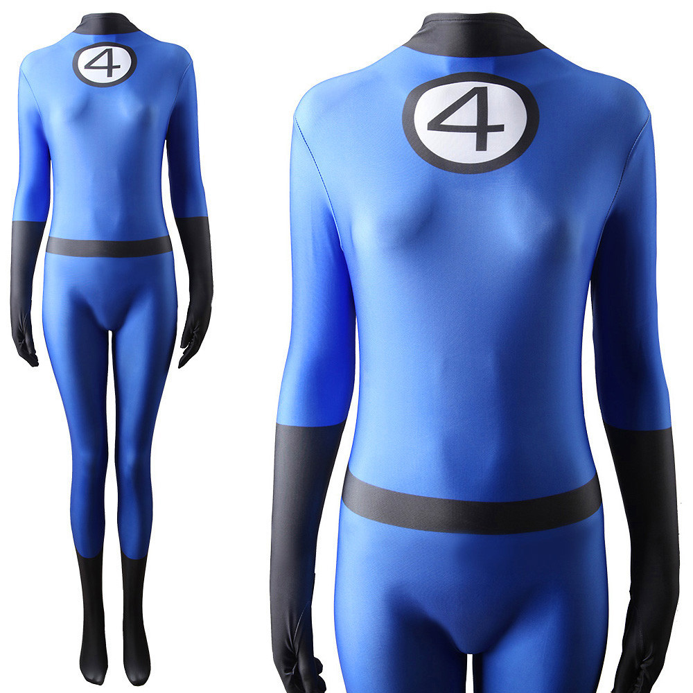 Fantastic Four Invisible Woman Halloween Costume Marvel Superheroe Sue Storm Cosplay Jumpsuit