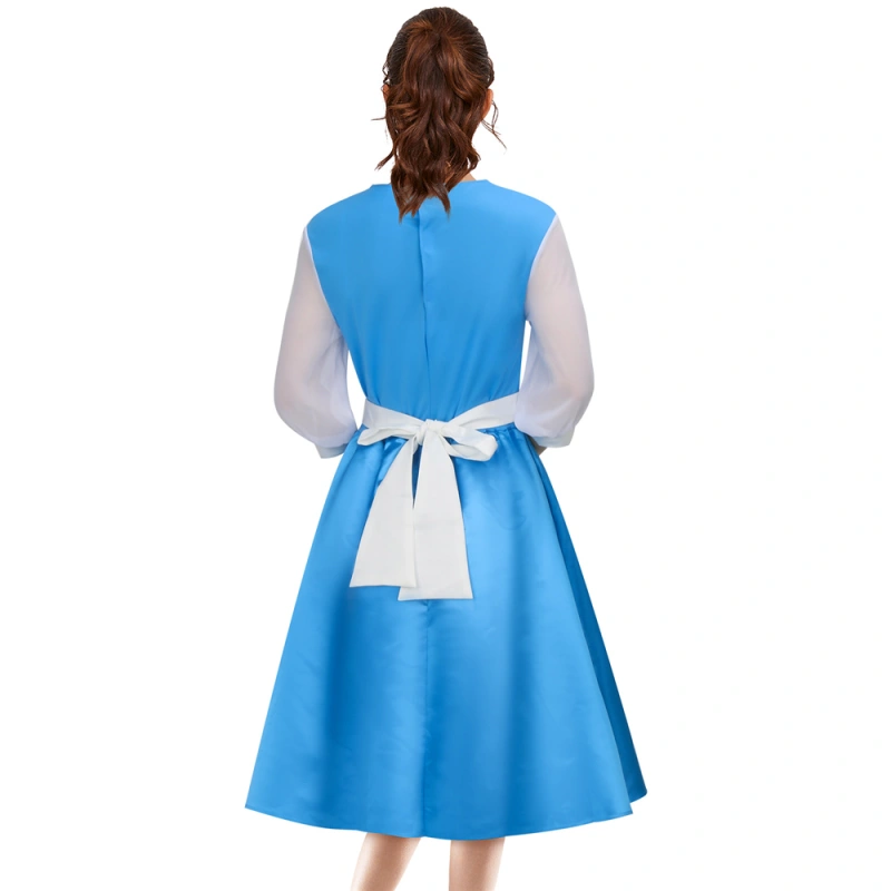 Beauty and Beast the Maid Gown Belle Apron Dress Outfit Cosplay Costume -Takerlama