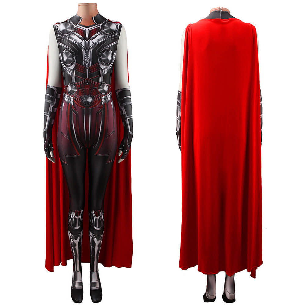 Marvel  Mighty Thor Halloween Costume Cloak-Thor 4: Love and Thunder Cosplay Jumpsuit Cape Gloves Takerlama