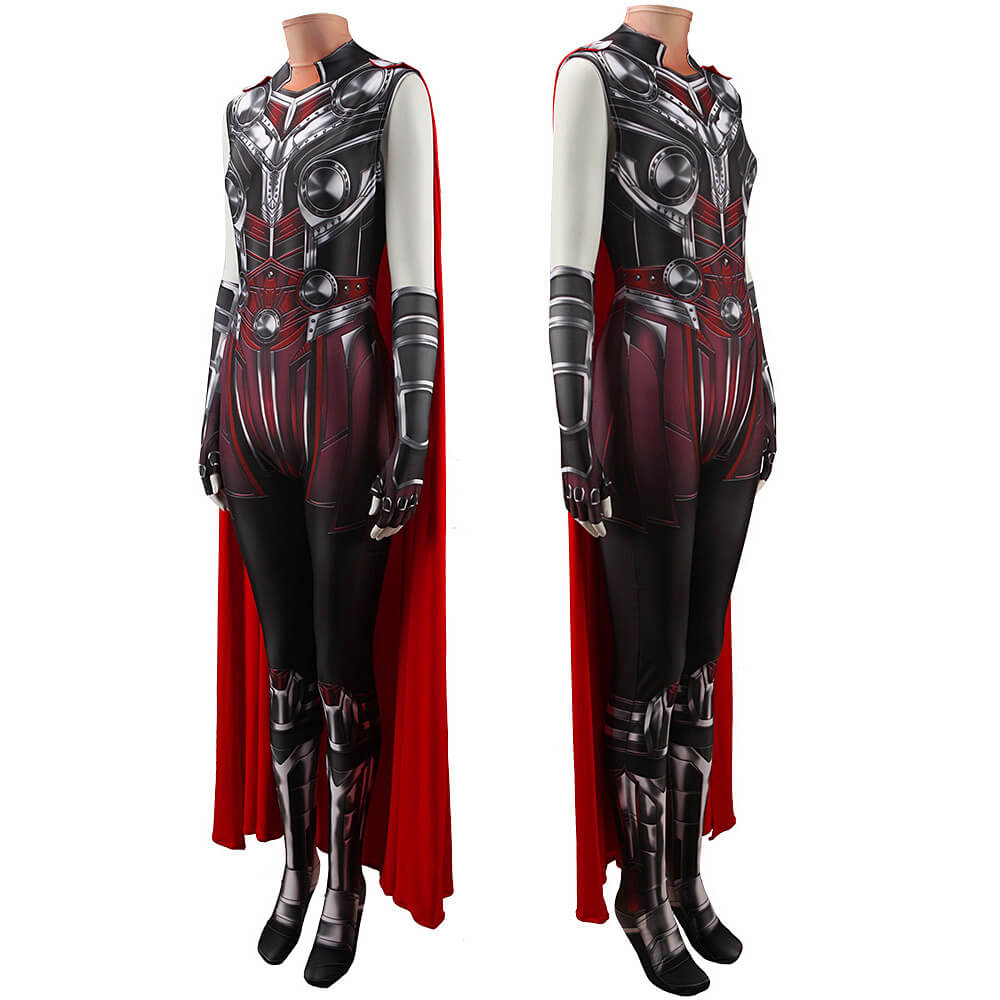 Marvel  Mighty Thor Halloween Costume Cloak-Thor 4: Love and Thunder Cosplay Jumpsuit Cape Gloves Takerlama