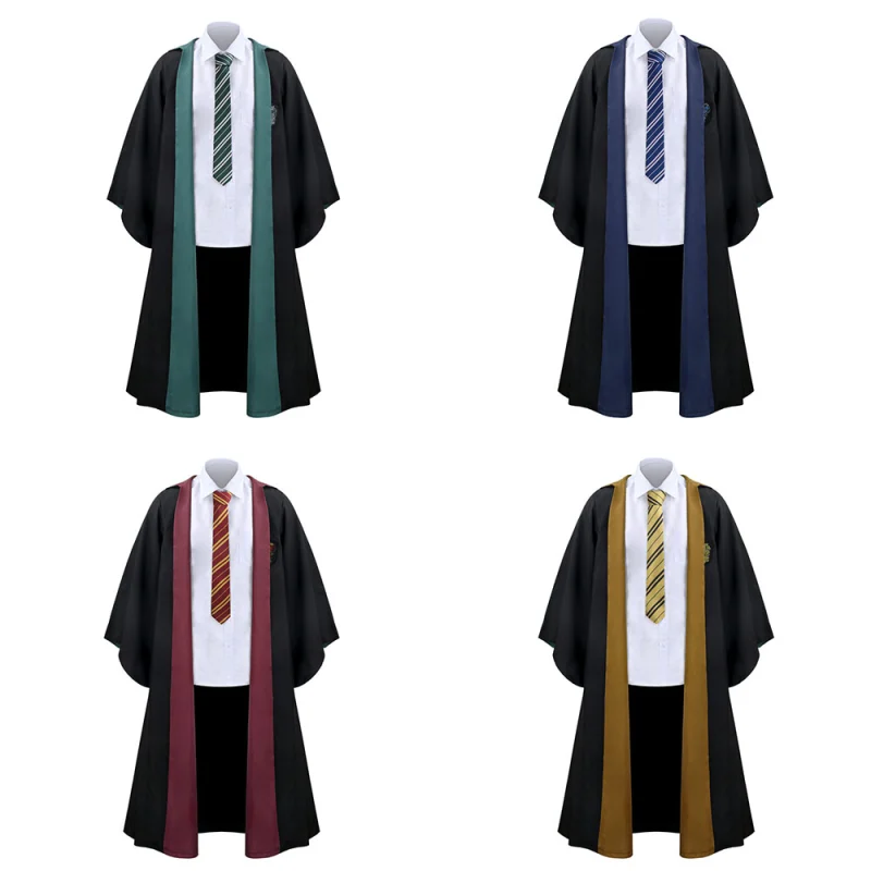 Kids Harry Potter Halloween Costume Hogwarts Gryffindor Hufflepuff Ravenclaw Slytherin Robe with Tie (without shirt) In Stock Takerlama