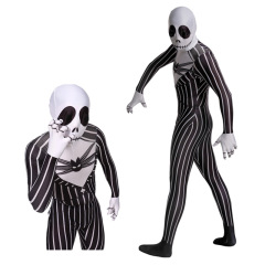 Jack Skellington Halloween Costume Pumpkin King Jumpsuit Mask The Nightmare Before Christmas 