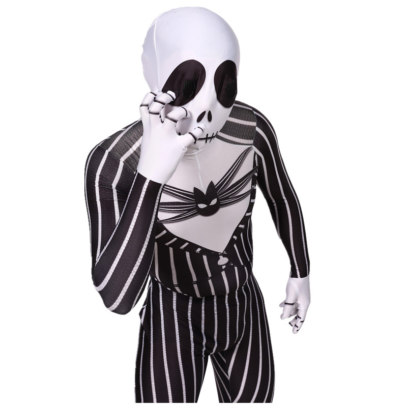 Jack Skellington Halloween Costume Pumpkin King Jumpsuit Mask The Nightmare Before Christmas 