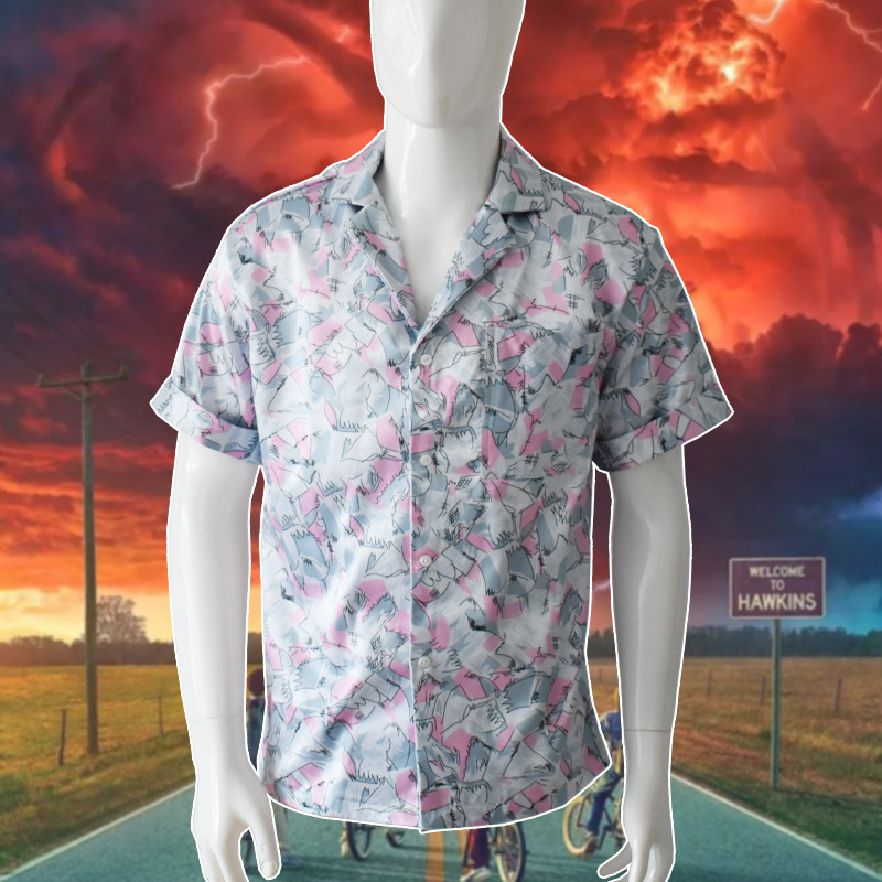 Jim Hopper Cosplay Hawaiian Pink Shirt Stranger Things Season 3