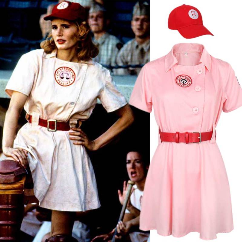 A League of Their Own Pink Dress Rockford Peaches Cosplay Costume AAGPBL Takerlama (Ready To Ship)