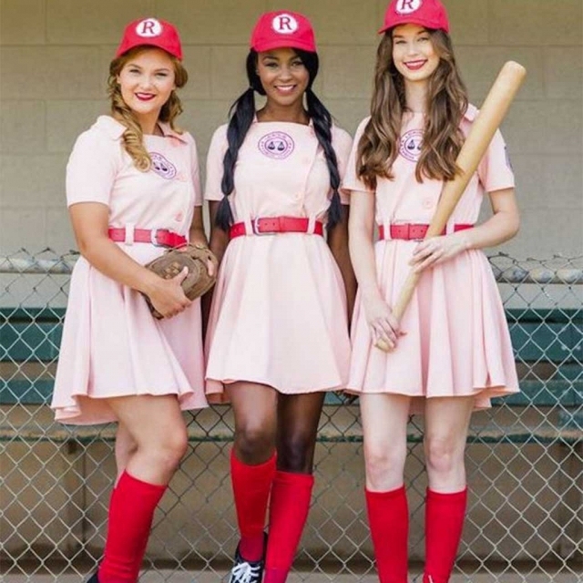 A League of Their Own Pink Dress Rockford Peaches Cosplay Costume AAGPBL Takerlama (Ready To Ship)