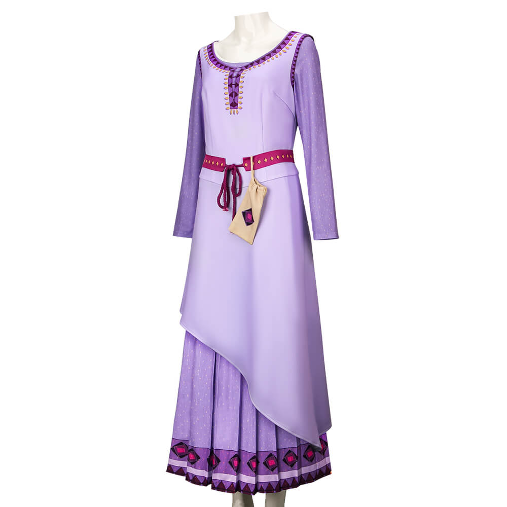 Disney Wish Asha Purple Dress Movie Cosplay Costume Women Christmas Gift Takerlama